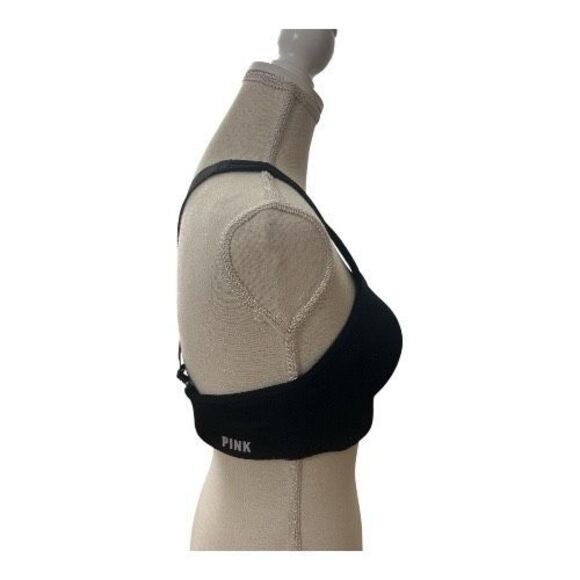 Victoria's Secret Pink Sport Bra M Ultimate Lightly Lined Black Back Closure - Picture 5 of 14